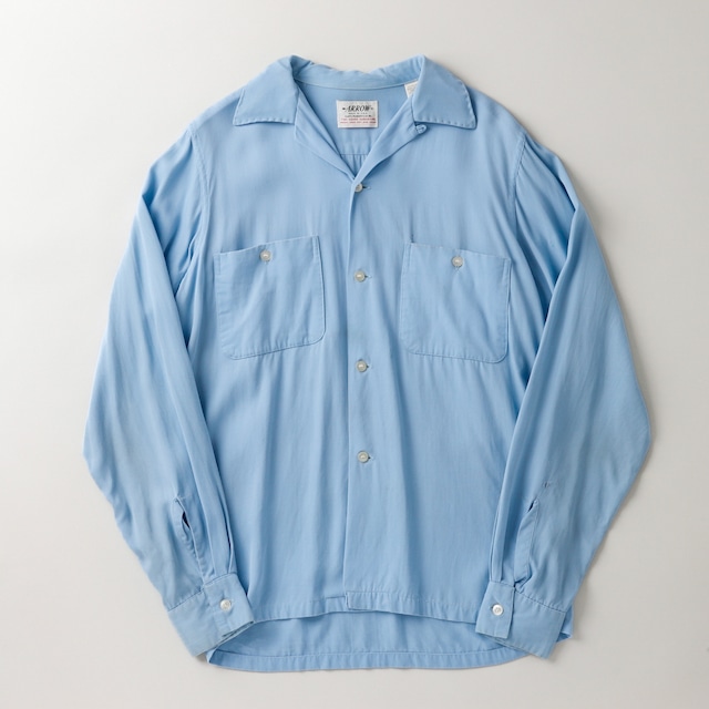 【極美品】60s ARROW special Vintage rayon shirt  fade blue mint condition made in USA / 60年代 スペシャル ヴィンテージ レーヨン シャツ 実寸サイズ14H  実寸SM アメリカ製 ブルー 極上生地