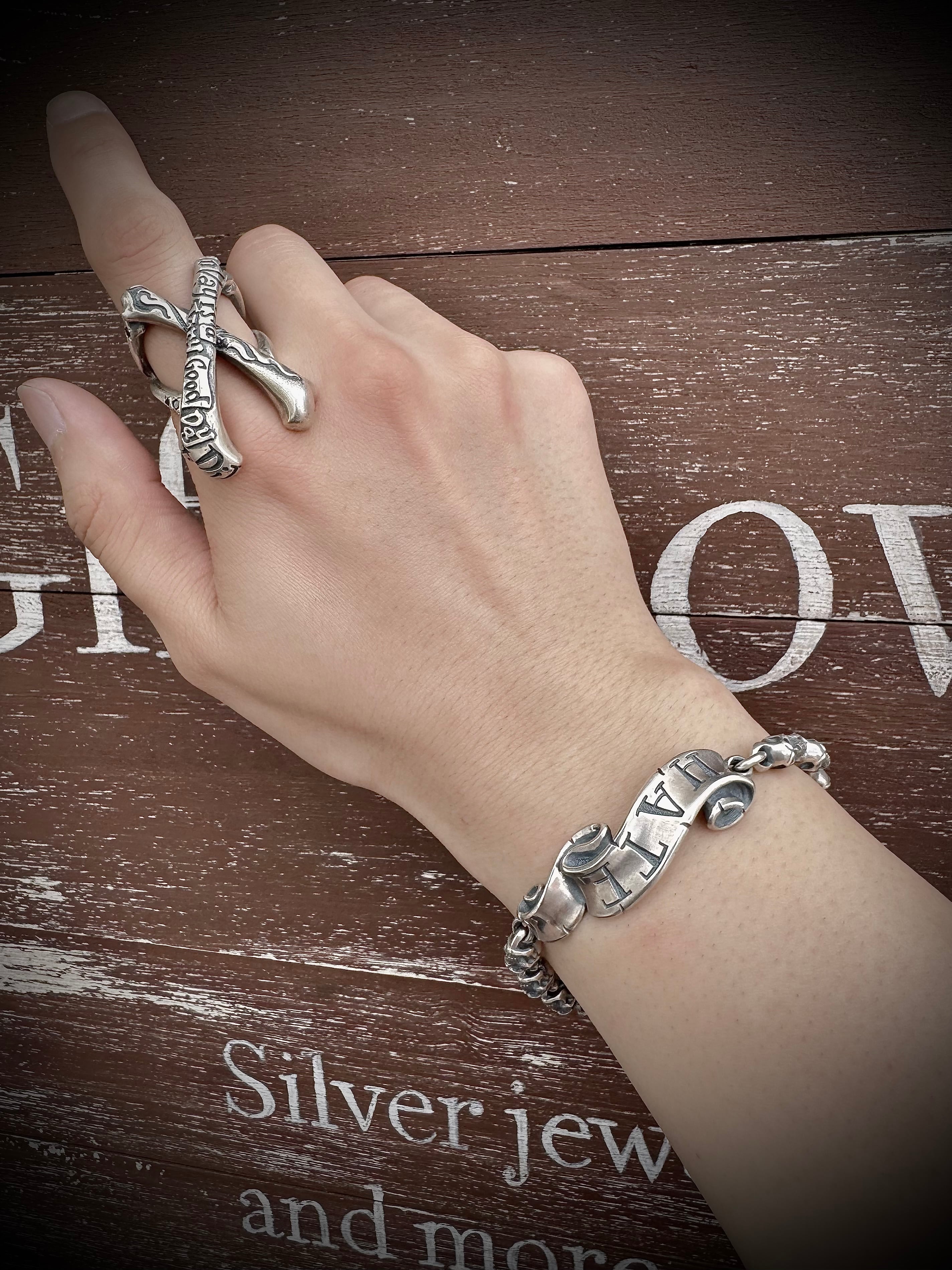 Rat Race】Message On Ribbon Bracelet / LONG / HATE メッセージオン