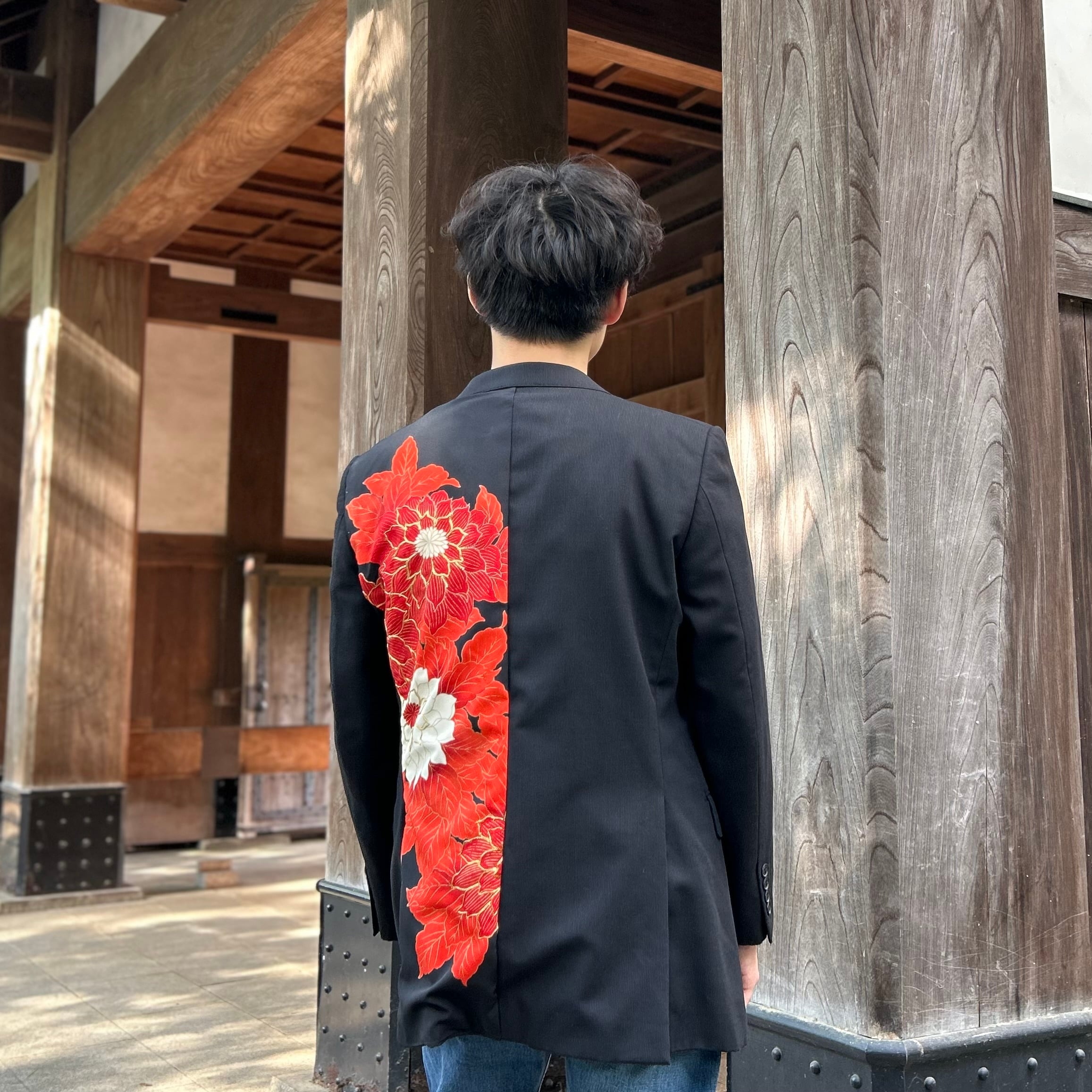 ダリア様の柄の着物ジャケット   桜