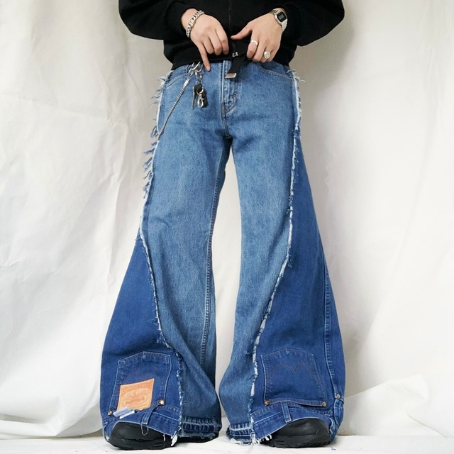 No.303【dirty color/wide】再構築 リメイク フレア デニム | 101NEWYORK