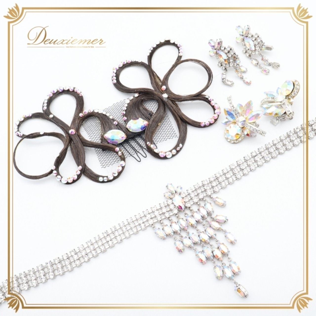 社交ダンス 小物 まとめ売り セット ヘアオーナメント アクセサリー 髪飾り イヤリング ネックレス ダンス パーティ 発表会 デモ 競技 シルバー系 ゴールド系 ヘアアクセサリー まとめ売りセット 耳飾り 髪飾りセット 正装 ダンスイベント チェーンアクセサリー アクセサリーセット パーティ用 競技用 デモ用 おしゃれ