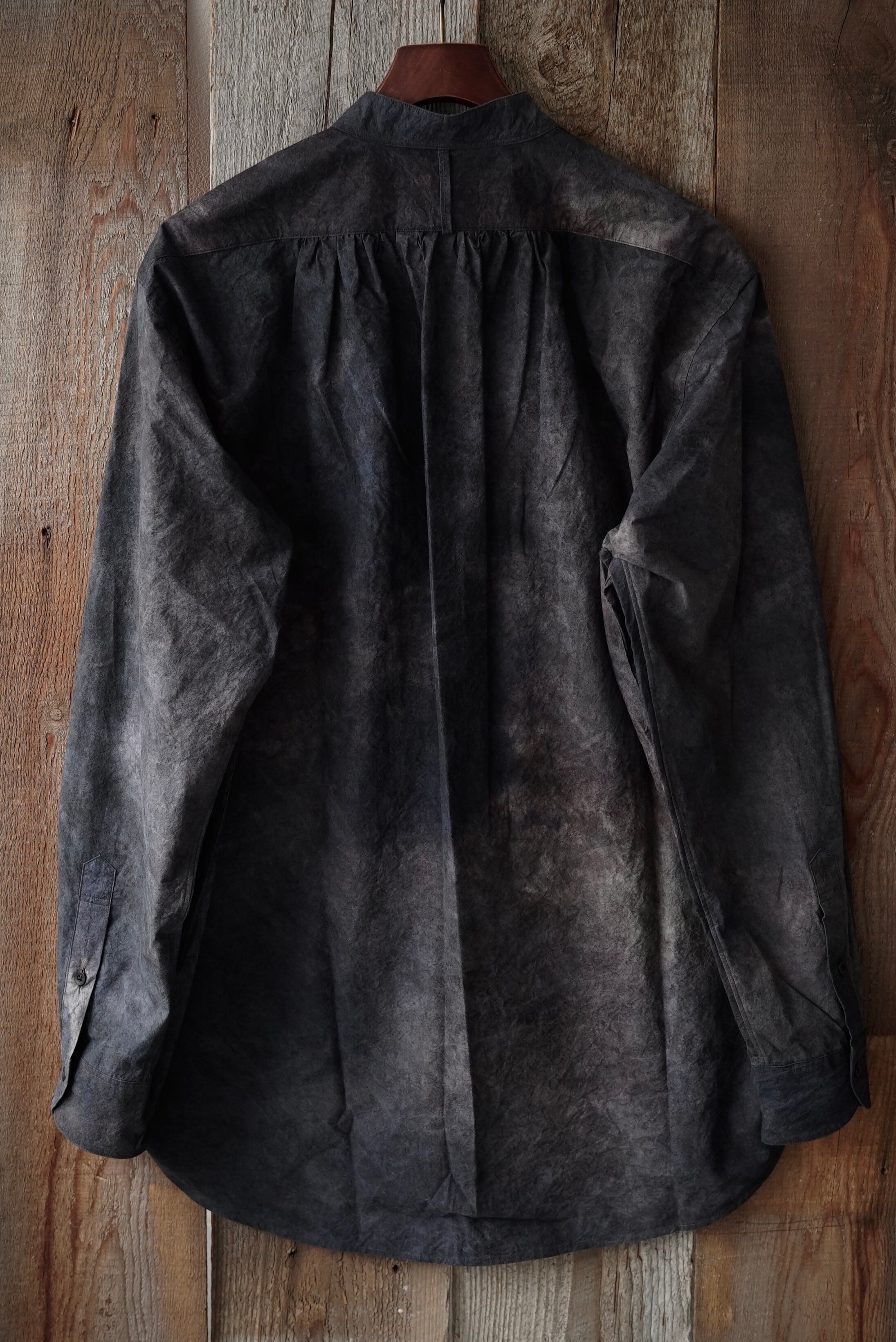 Dark Dyed Poplin / Granpa Shirts (BLACK MIST) | C O L I N A