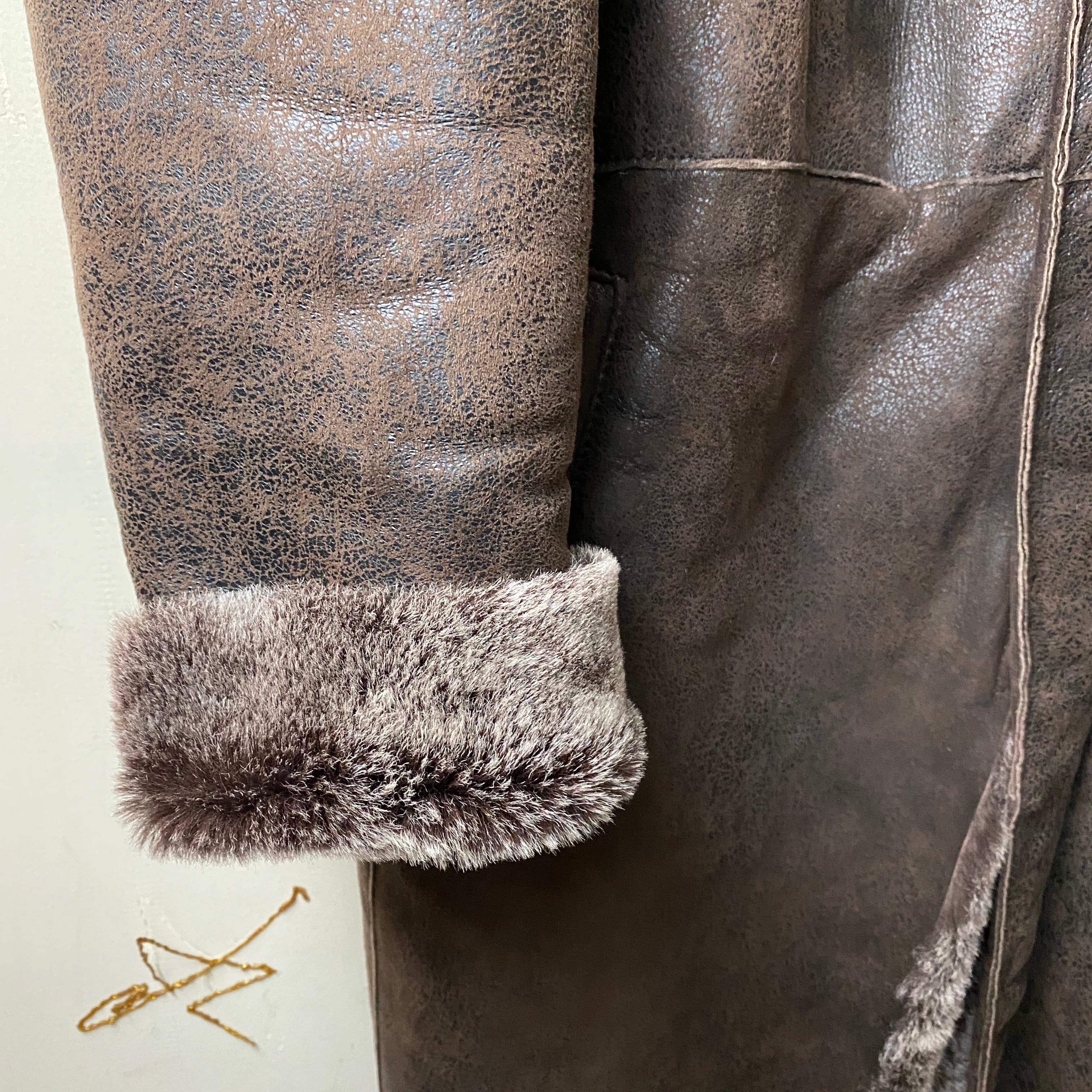 vintage EMPORIO ARMANI crack mouton coat | NOIR ONLINE