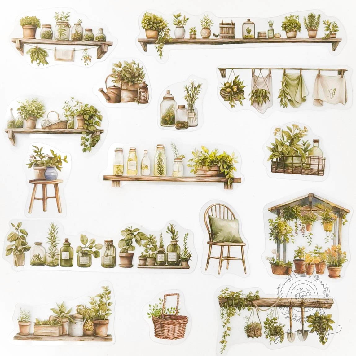 【再入荷】フレークシール Leisurely Life グリーン <S885>