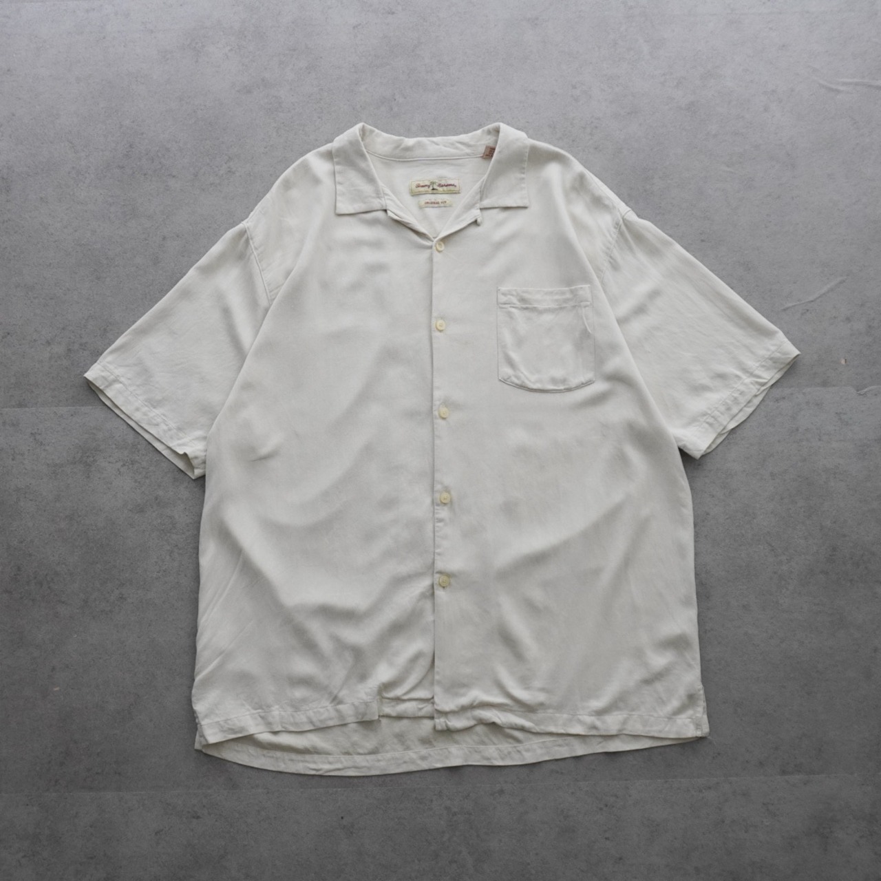 Tommy Bahama Silk Rayon open-collar shirt offwhite [XL] 古着 - 1