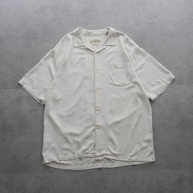 Tommy Bahama Silk Rayon open-collar shirt offwhite [XL] 古着