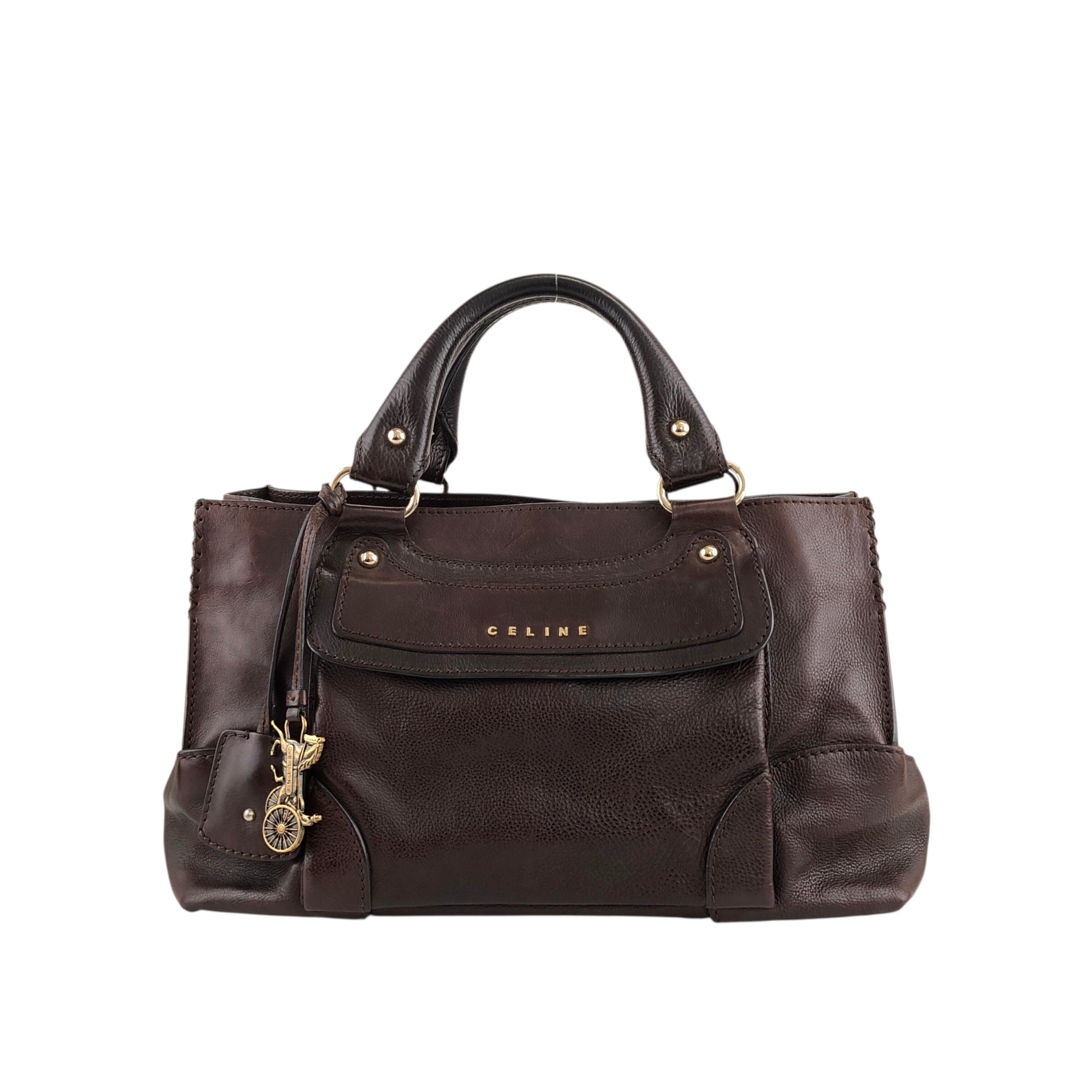 CELINE セリーヌ ブギーバッグ ハンドバッグ ブラウン 馬車 レザー CELINE セリーヌ ブギーバッグ ハンドバッグ ブラウン 馬車 レザー
