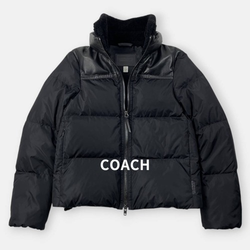 COACH コーチ 襟ボア ラムレザー 切り替え ダウンジャケット 黒 ブラック XS アウター / J&NREUSE レディース