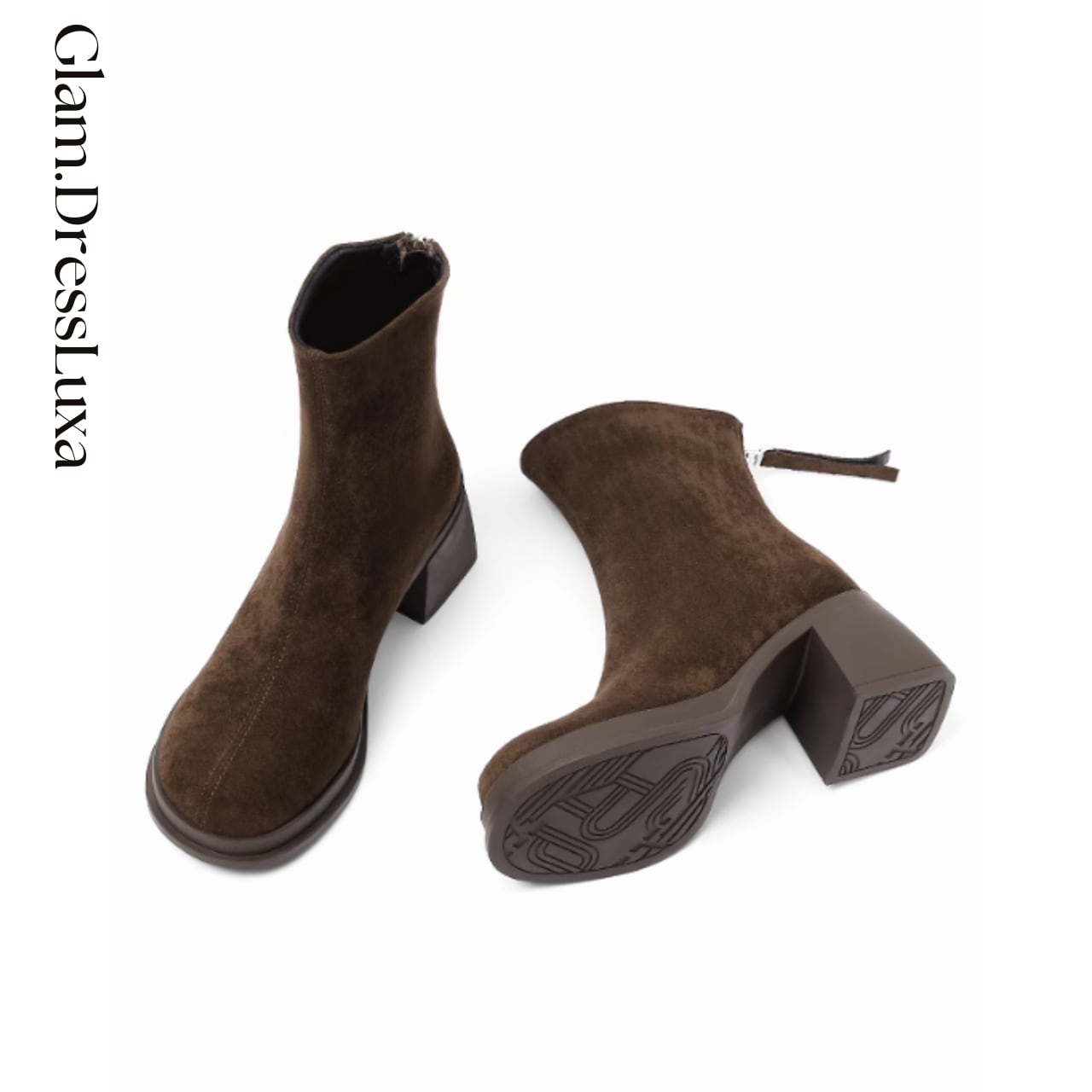 スエード ラウンドトゥ ショートブーツ_H77