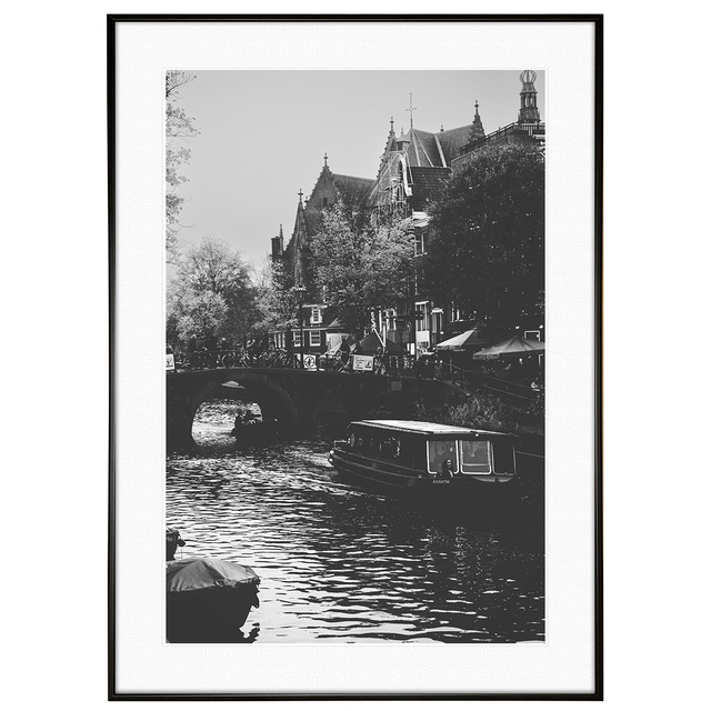 オランダ写真 アムステルダム   インテリアモノクロアートポスター額装 AS3694