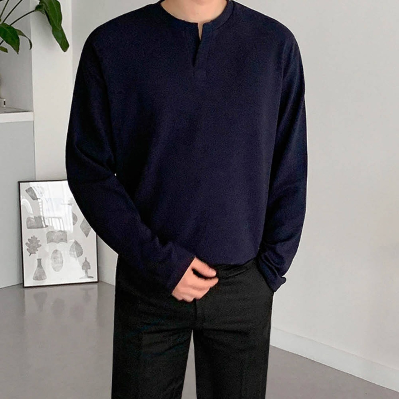 ヘンリーネックロングTシャツ　MT0080060