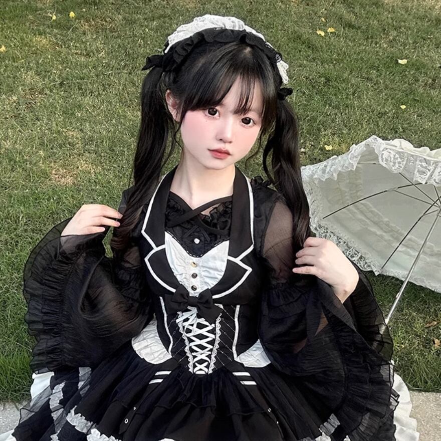 サブカル 服 地雷系 通販 ジャンパースカート 黒猫メイド服 コンカフェ