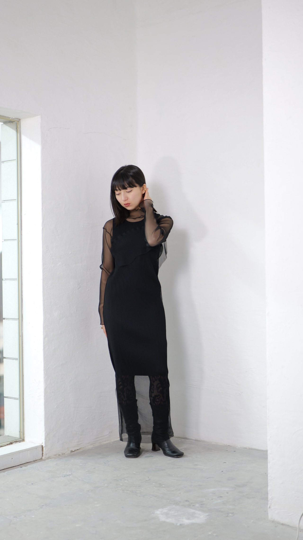 kotoha yokozawa - GHOST TODO Dress Longsleeve Highneck +Inner :Black|透けるチュール/インナーセット/サイズで印象が変わる