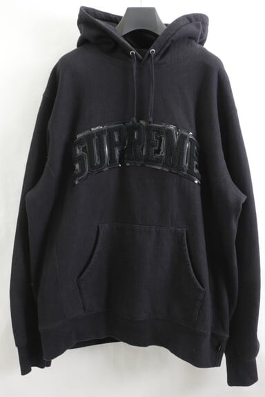 Supreme Patent Chenille Arc Logo Hoodie Sweatshirt BLACK XL 4552 ...