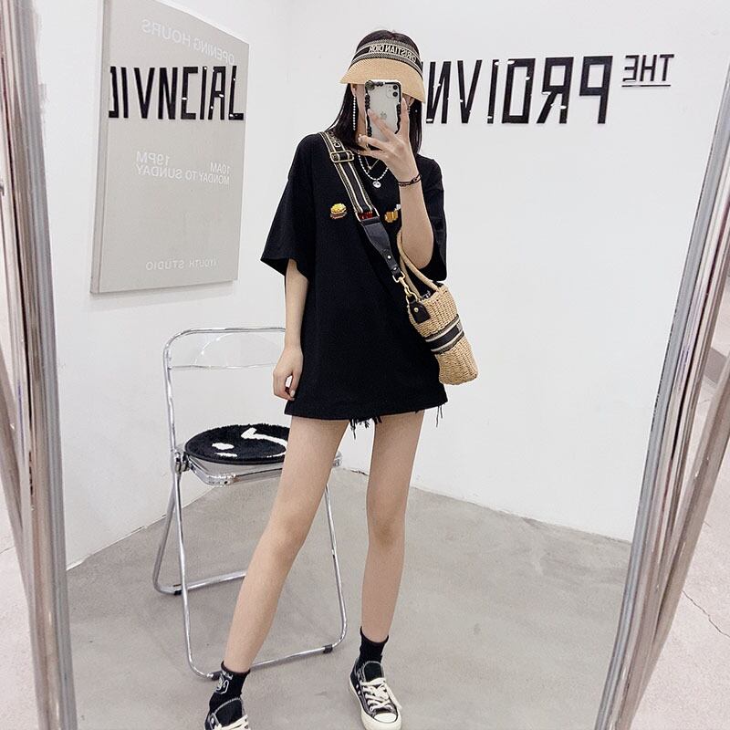 ルーズカジュアルラウンドネックパターンシャツ 大きめサイズ Oネック ミックスインファッション89513647380