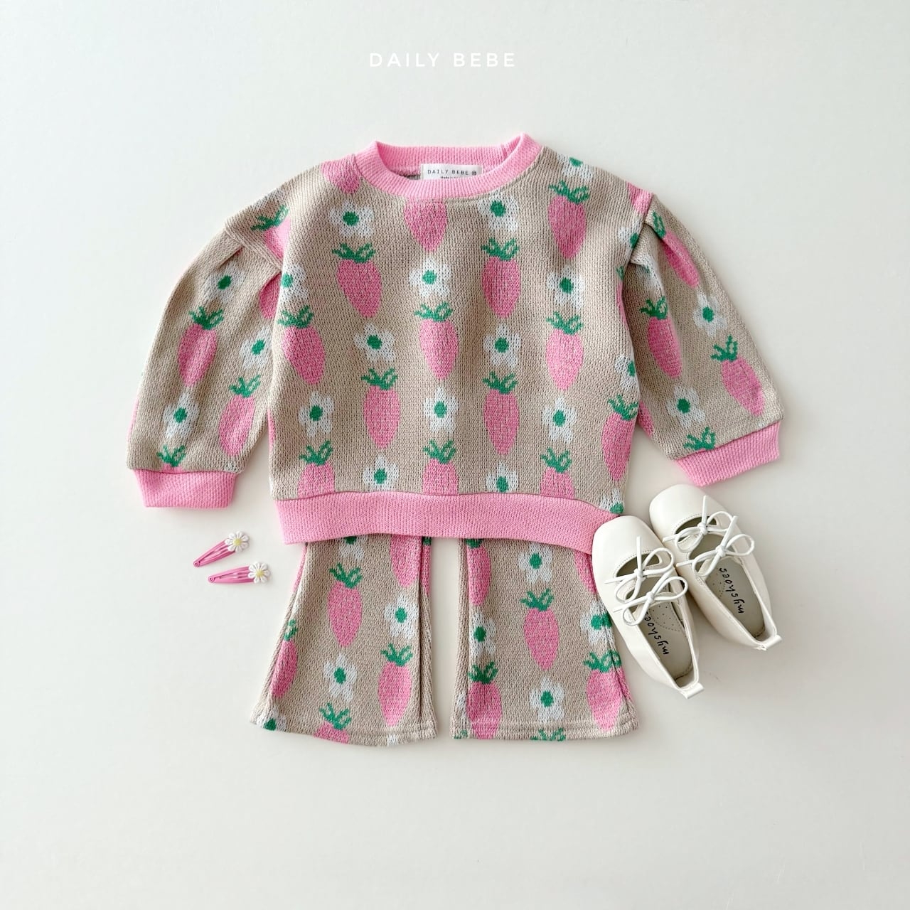 «Sold out»«ジュニアサイズあり»«daily bebe» ジャガードセットアップ 2colors