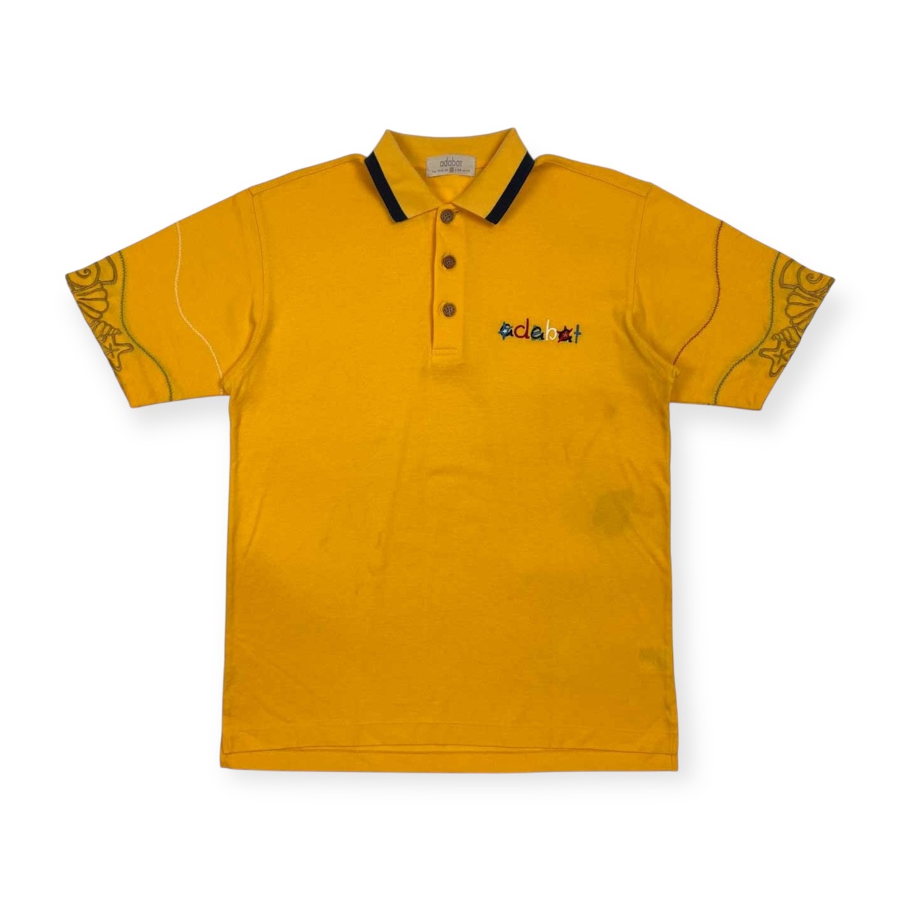 adabat アダバット 豪華刺繍 鹿の子 半袖 ポロシャツ サイズ 4 /メンズ/山吹系イエロー/ゴルフ/ワールド/日本製