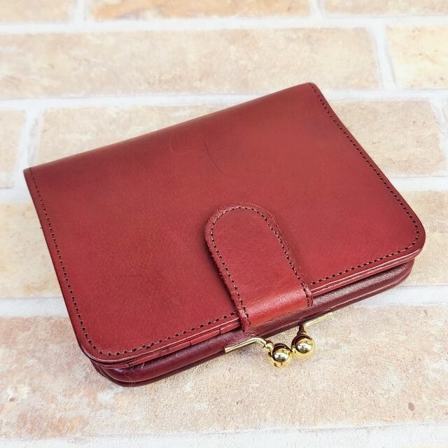 オールドコーチ ☆ レザー がま口 折財布 レッド イタリア製 COACH  