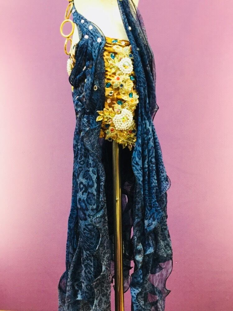 エジプト製 ベリーダンス衣装 ブルー豹柄 | shamirajapan