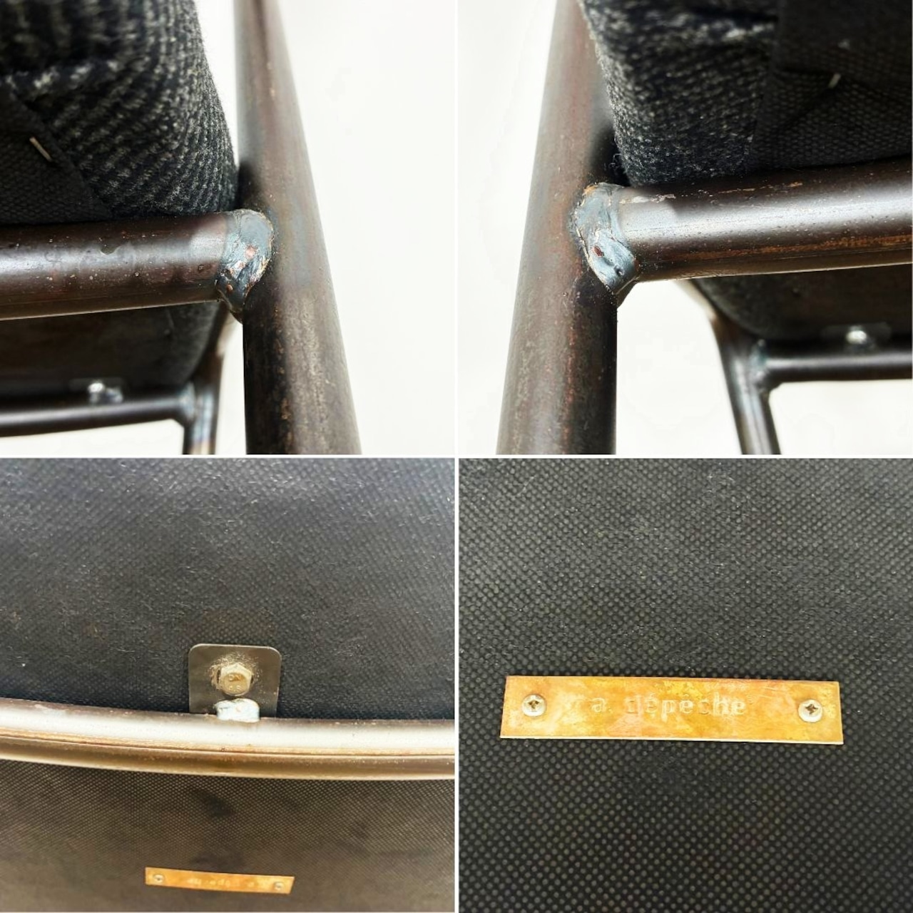 a.depeche danis short arm chair BR アデペシュ ダニス ショートアームチェア ブラウンアーム × チャコールモッシュブラック ダイニングチェア【中古】【200サイズ】