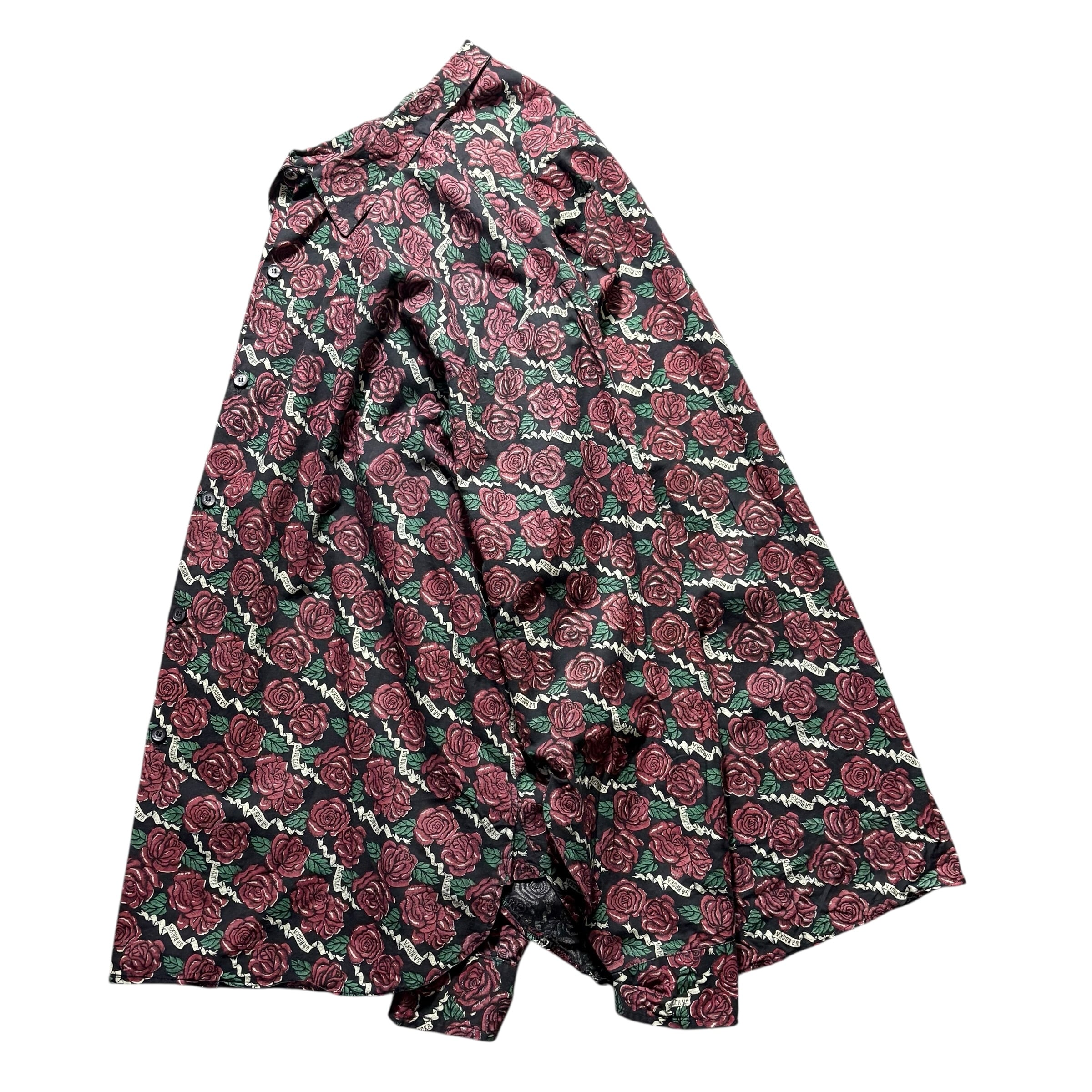 LA ROCKA! rose print cotton loop collar shirt | NOIR ONLINE