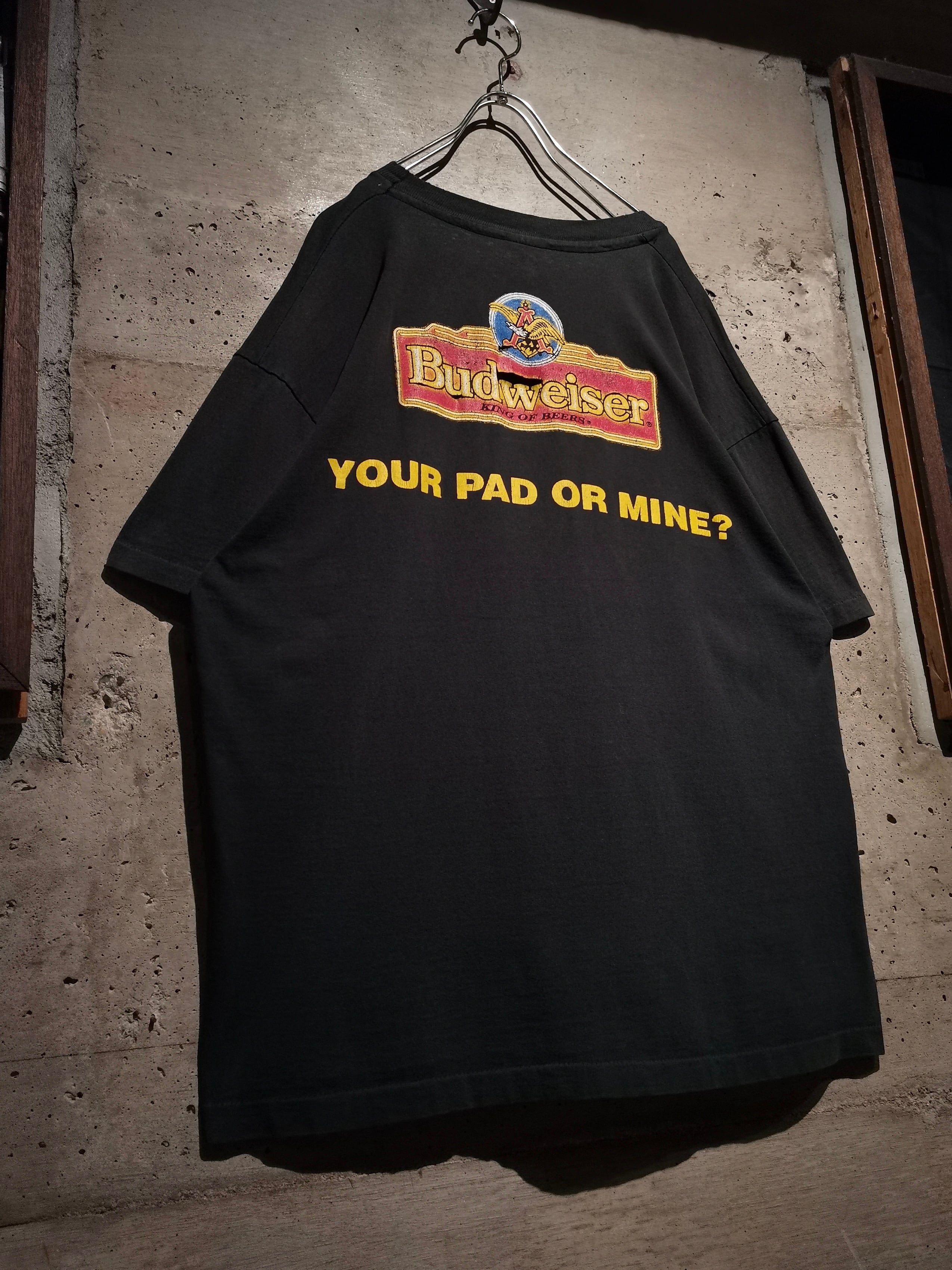 Caka】“Budweiser – YOUR PAD OR MINE” 90s Vintage T-Shirt | Caka