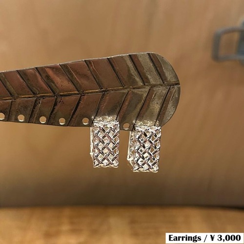 TOPANGA Jewelry Silver Braided Design Earrings, Braided Sterling Silver S925, Square, Gift, Present　