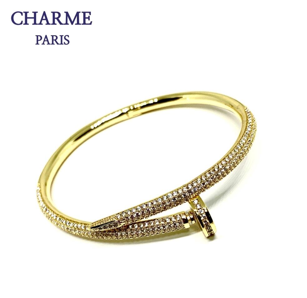 18k plating cz diamond nail bracelet