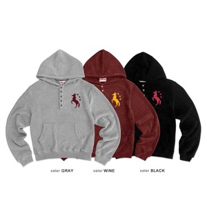 日本未販売／Knit Waffle Half-Zip 8-Eyelet Hoodie／Black
