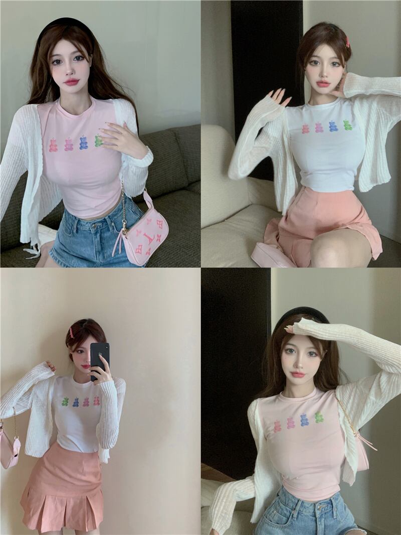 Tシャツ ショートトップス サマー ピンク 大人ガーリー スウィート キュート カジュアル 夏物 ピュア ブラックストロベリース35085759013