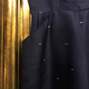 VINTAGE silk navy dress