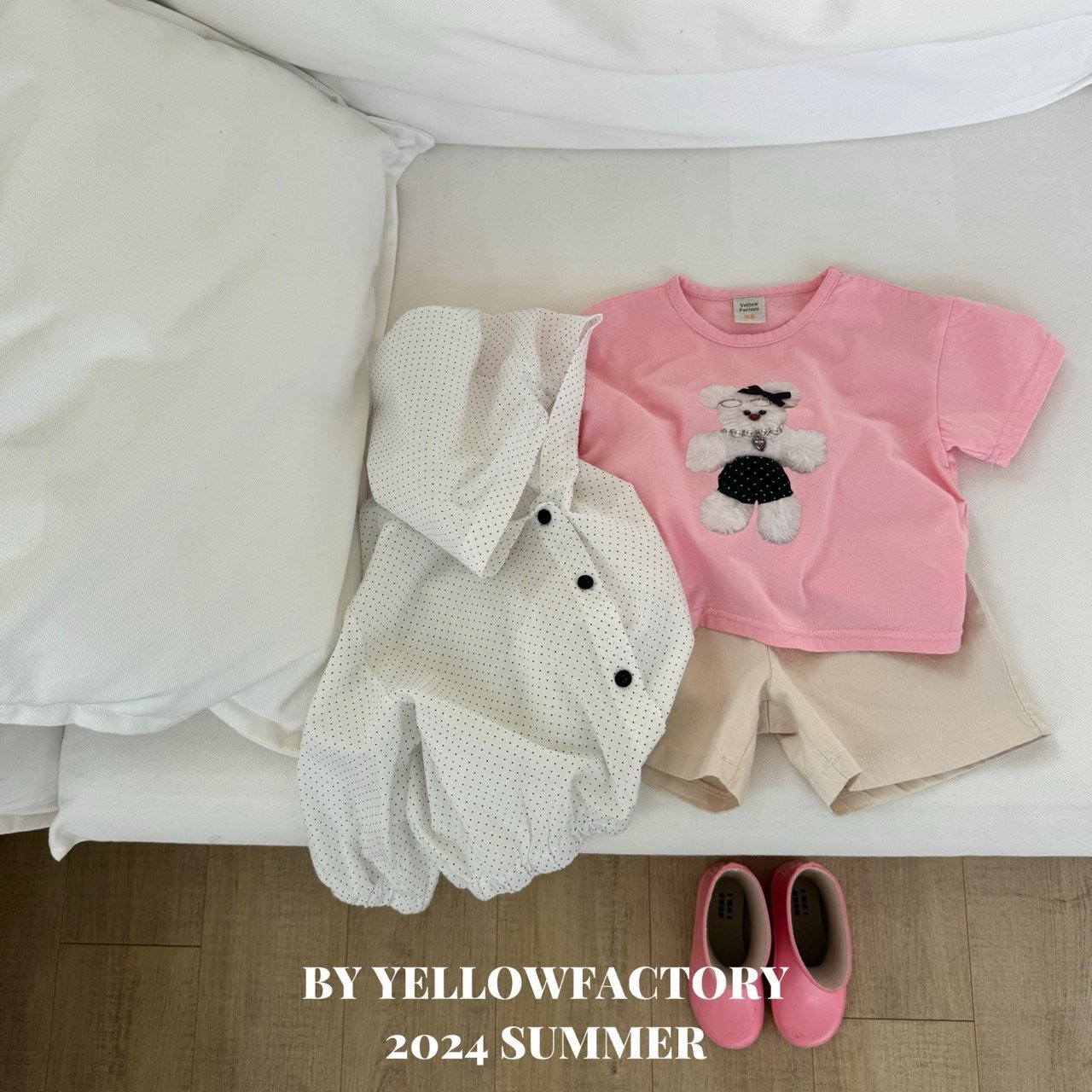 【 yellow factory】クマドールTシャツ 80〜120cm ピンク 240530 - 10