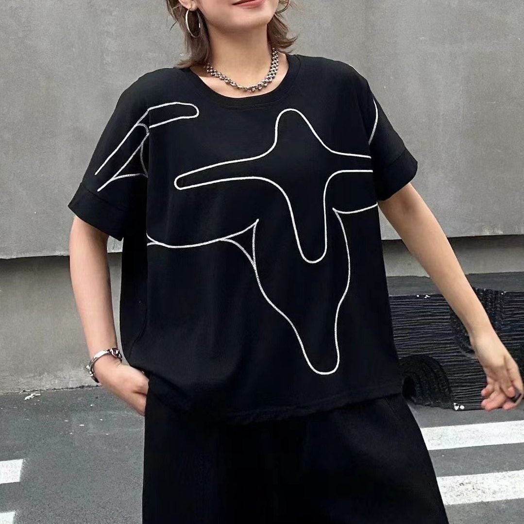 EMBROIDERED ART RELAXED SHORT SLEEVE T-SHIRT M-17291