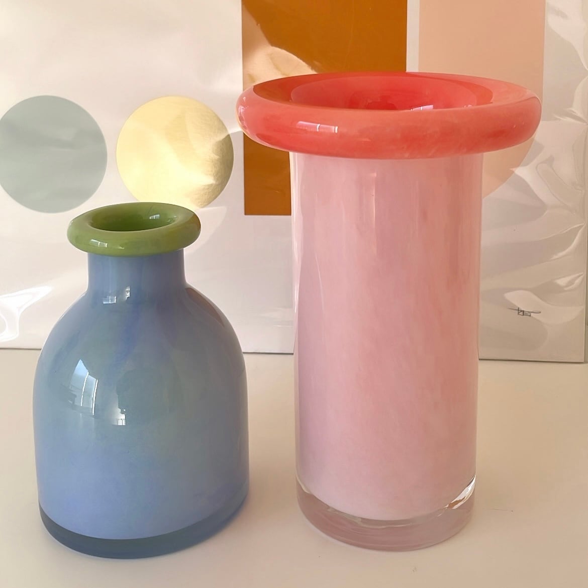 Kreis Cylinder Glass Vase - Red & Pink 花瓶 フラワーベース | YAY