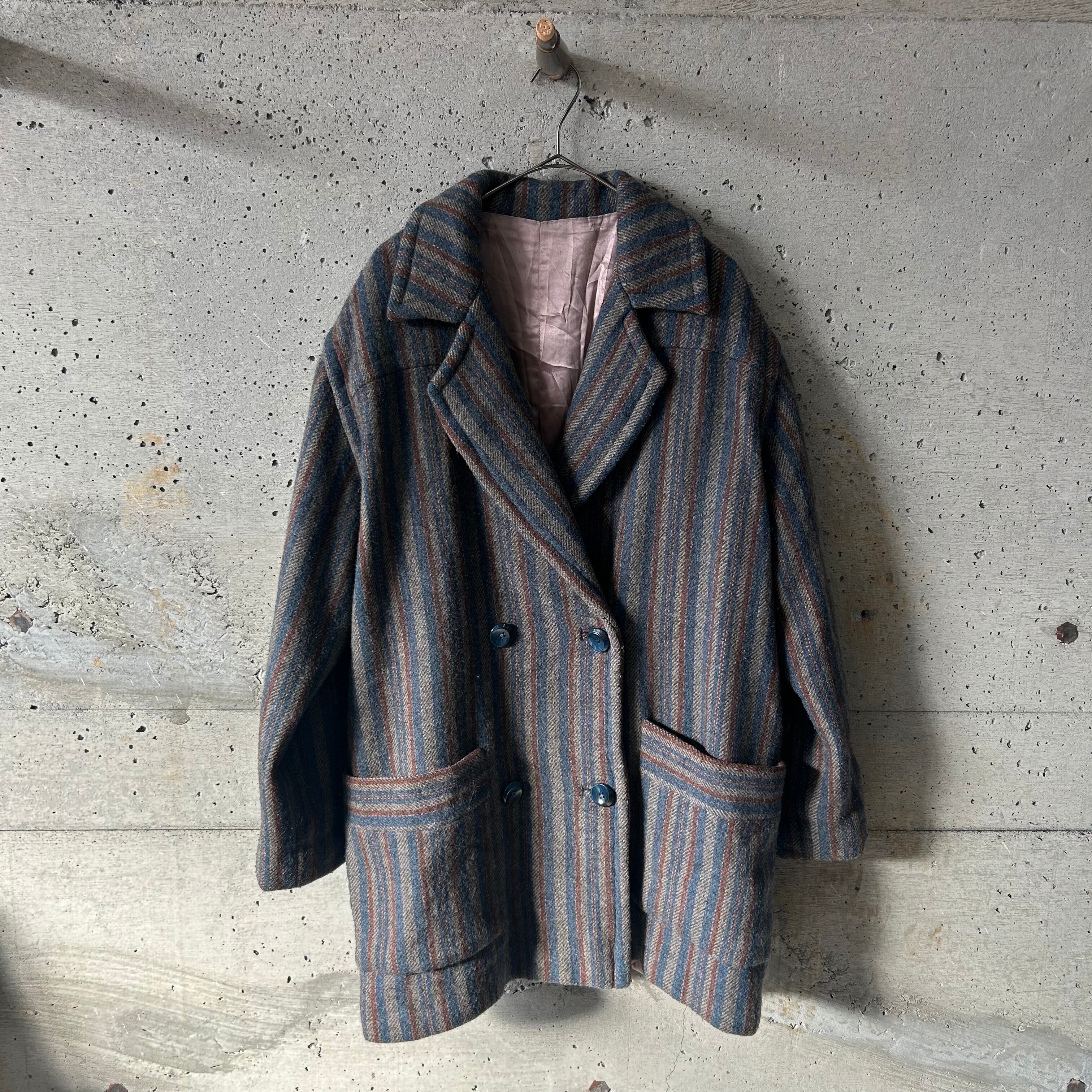 Striped wool jacket coat