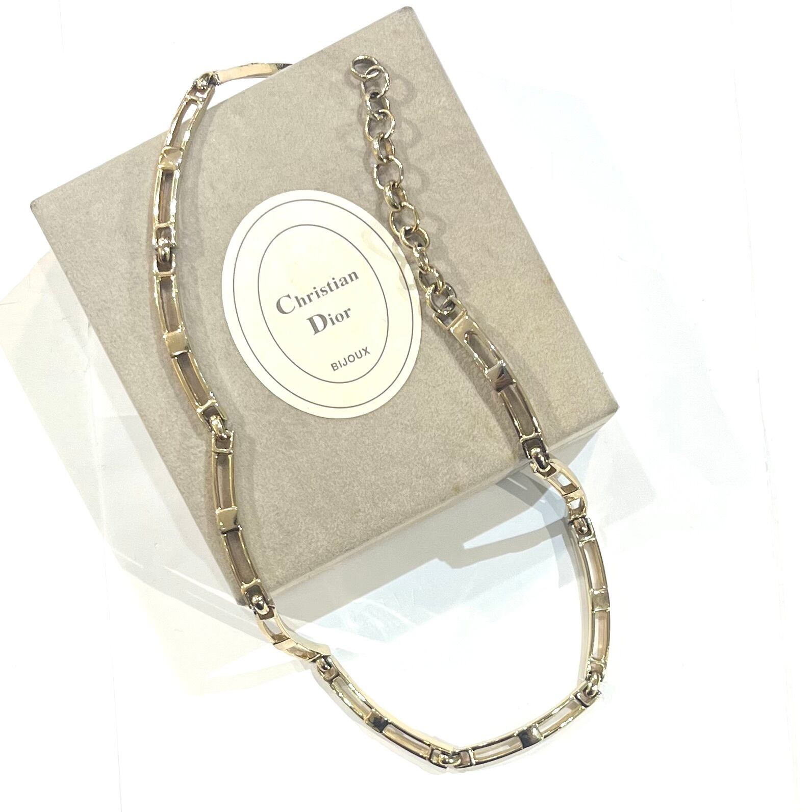 Christian Dior】2425 DIOR バーリンクチェーン ネックレスゴールド