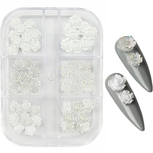 【努力特価】花 ネイルパーツ 薔薇 約90個セット 6mm 8mm ローズ カメリア 椿 バラ 3D 立体 大きい お花パーツ ネイルアート ジュエリー デコパーツ 手芸 ハンドメイド 収納ボックス付き