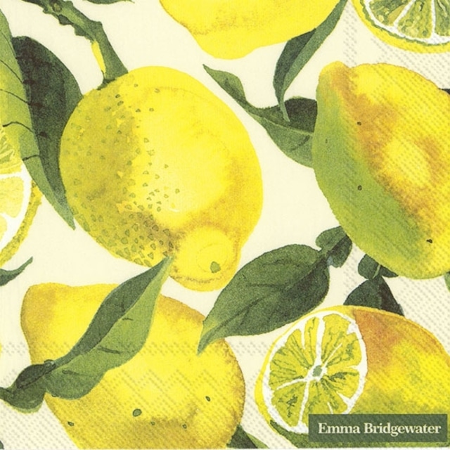 【Emma Bridgewater】バラ売り2枚 ランチサイズ ペーパーナプキン LEMONS クリーム