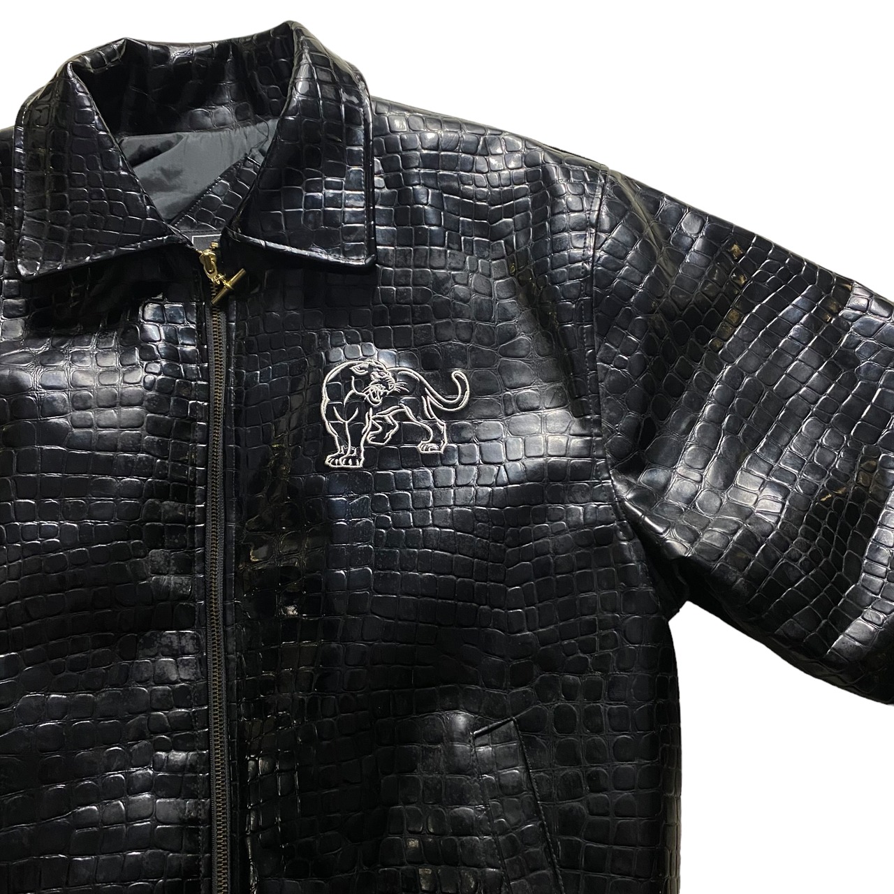old black embossed pvc blouson