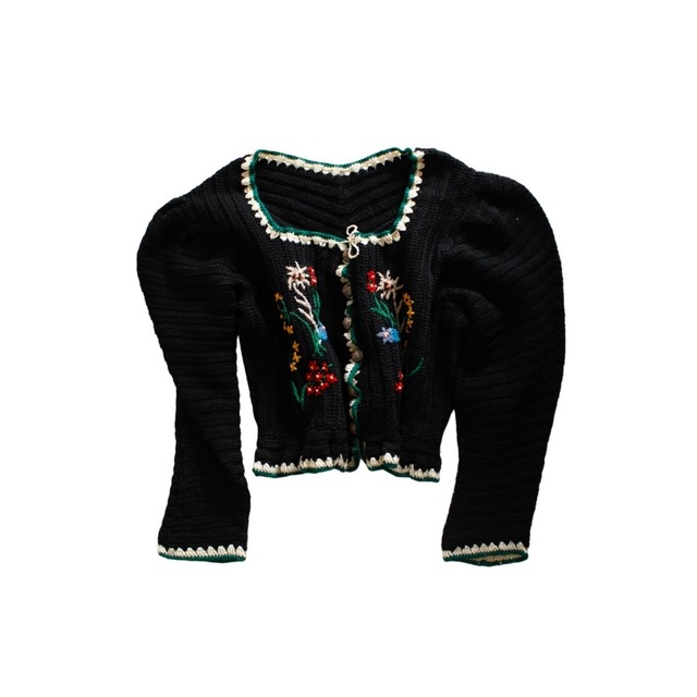 1970s Embroidery Wool Knit Cardigan