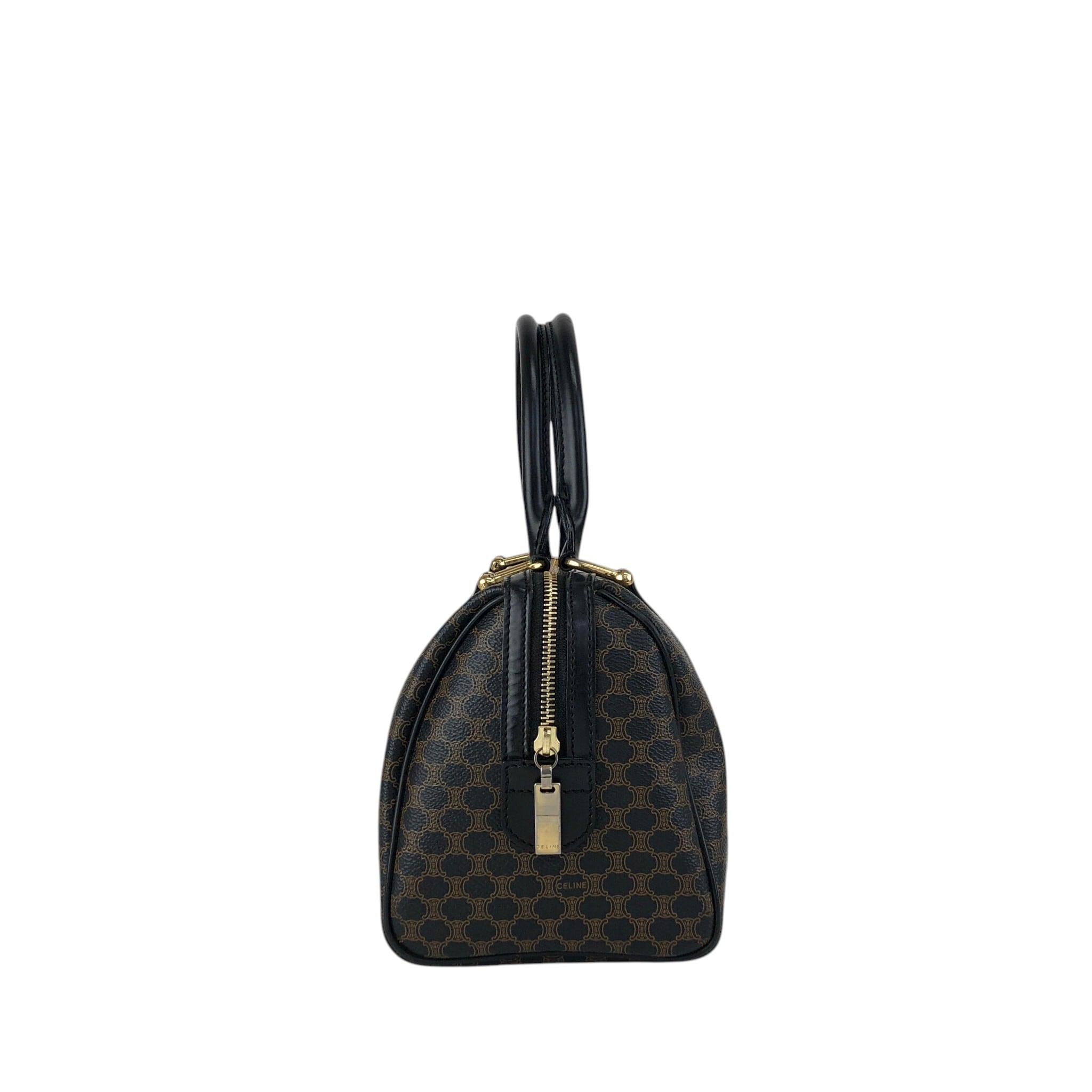 CELINE セリーヌ マカダム ハンドバッグ ブラック PVC レザー 2way