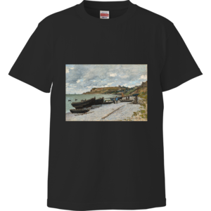 サン・タドレスの浜辺（クロード・モネ）：厳選名画Tシャツコレクション（ブラック）・モネグッズ・モネ展グッズ・美術館グッズオンライン通販人気・ミュージアムショップグッズ・絵画グッズ・美術館お土産・ギフト【安心の送料込・税込】