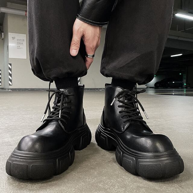 予約販売】ブーツ メンズ スクエアトゥ 編み上げ レースアップ ビッグ