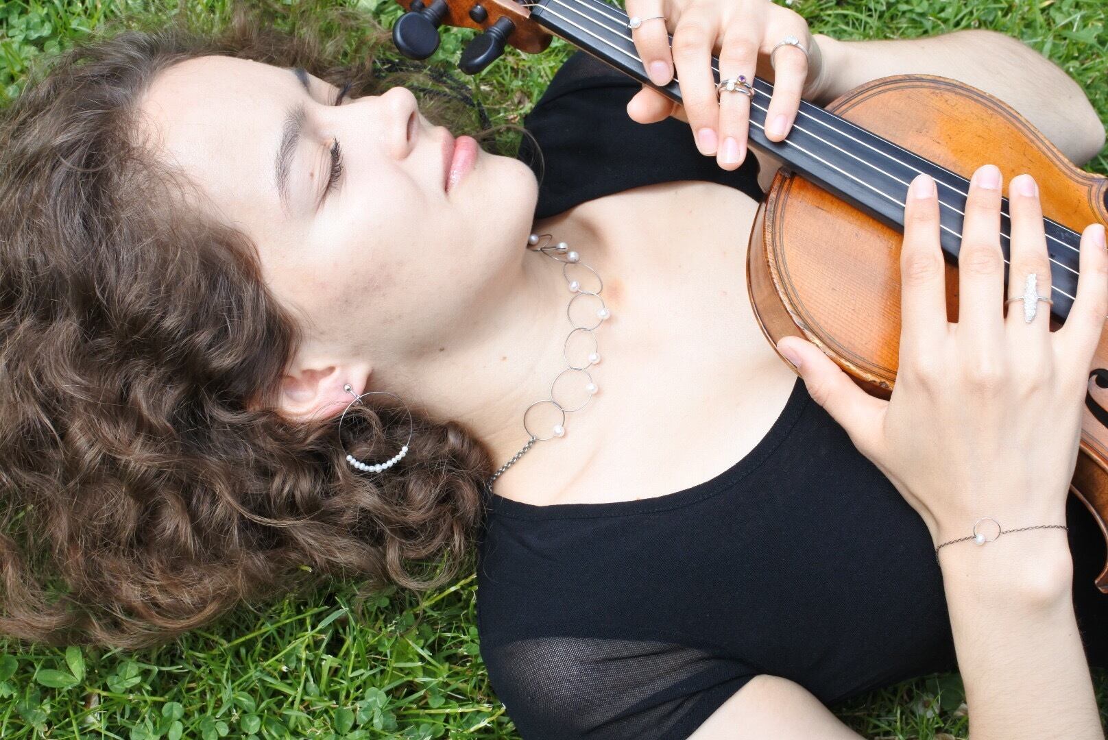 ヴァイオリン, ヴィオラ弦のパールチェーンネックレス V-008 VIolin