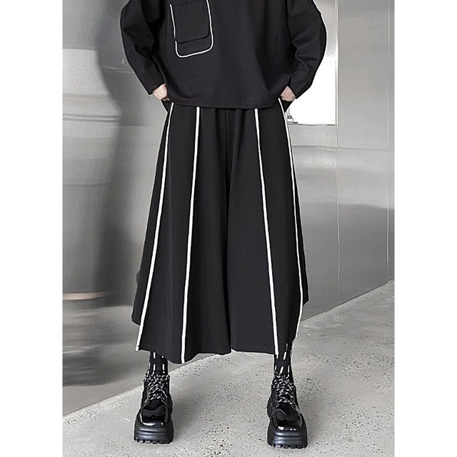 Piping line wide pants C0181