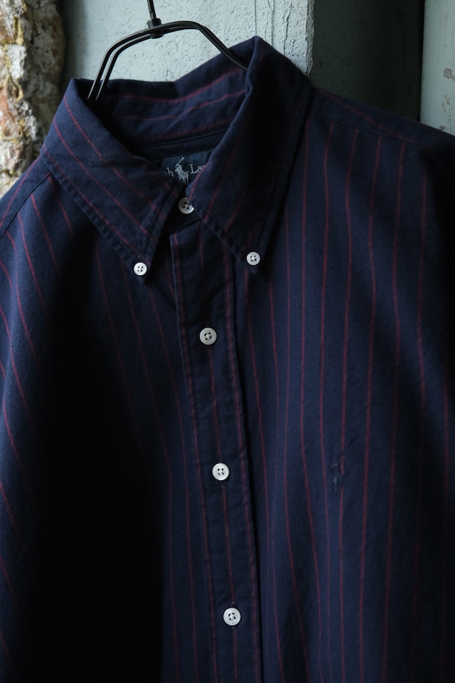 Utah/90's "Ralph Lauren"BLAIRE B.D stripe shirt/Navy×Red