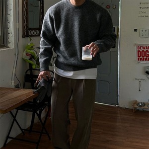 ミックスカラーラウンドネックニット　1152