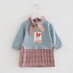 バニーキャットのチェック柄プリーツワンピ(ブルー)