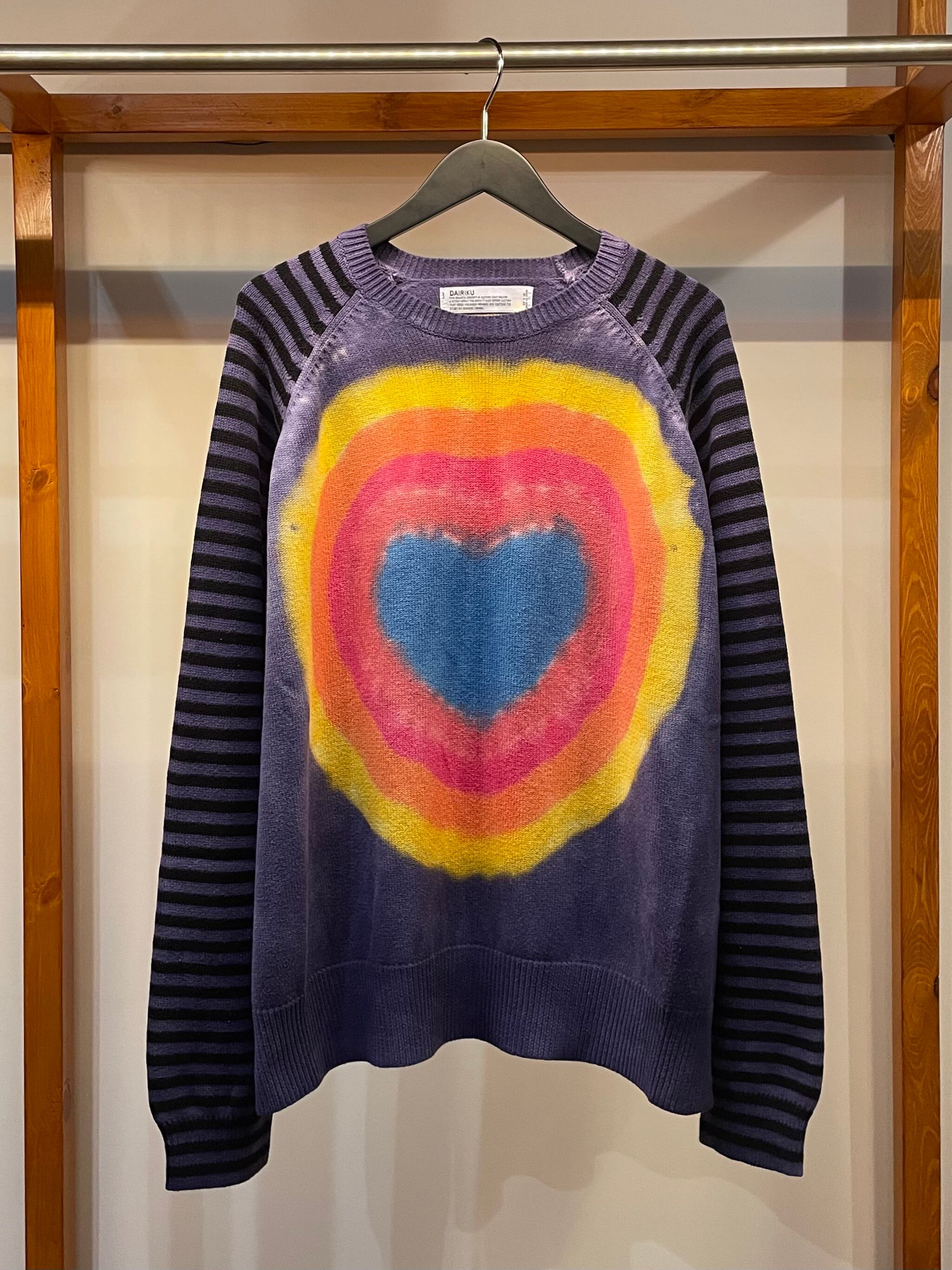 DAIRIKU Heart Tie dye Borderknit Rainbow