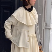 【3color】小フリルが揺れる物語色のハイネック綿シャツ《W0206》